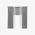Gray And White Layered Curtains With Sheer Panels For Modern Living Room