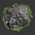 Natural Wooden Stone Decorative Rock With Textured Surface And Green Moss Accent