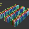 Green Military Bullets Neatly Stacked in Multiple Rows as Weapon Ammunition