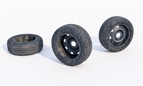 Old car tires 3d model