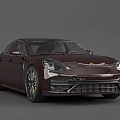 Burgundy Porsche Luxury Sedan With Sleek Sporty Design And Alloy Wheels