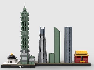 LEGO toy blocks city skyline building complex taipei 3d model