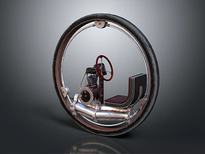 Futuristic Circular Mechanical Device With Steering Wheel Engine Seat And Metal Structure 3d model