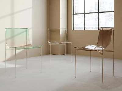 Modern Transparent Single Chair Design With Sleek Lines And Bright Window Room Background 3d model