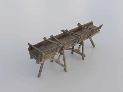 Wooden Garden Ornaments Long Troughs with Stands for Decorative Garden 3d model