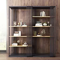 Elegant Modern Wooden Bookshelf With Open Shelves Books Decorative Ornaments And Vases