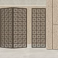 Modern Decorative Room Divider With Geometric Laser Cut Pattern For Interior Design 3d model