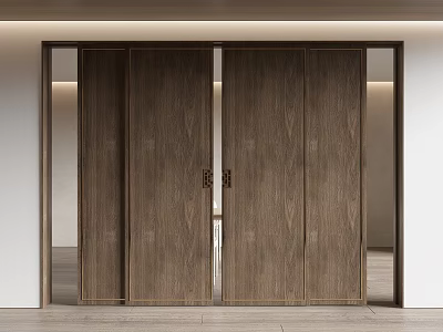 Modern Wooden Sliding Doors With Natural Wood Grain For Interior Design 3d model