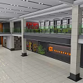 Modern Front Desk Reception Area Design With Company Logo Background Wall And Decorative Lighting