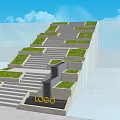 Modern Staircase Design With Green Plants And LOGO On Urban Structure