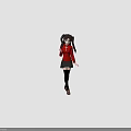 Anime Character With Twin Tails In Red Top Black Skirt And Stockings Multiple Angles View