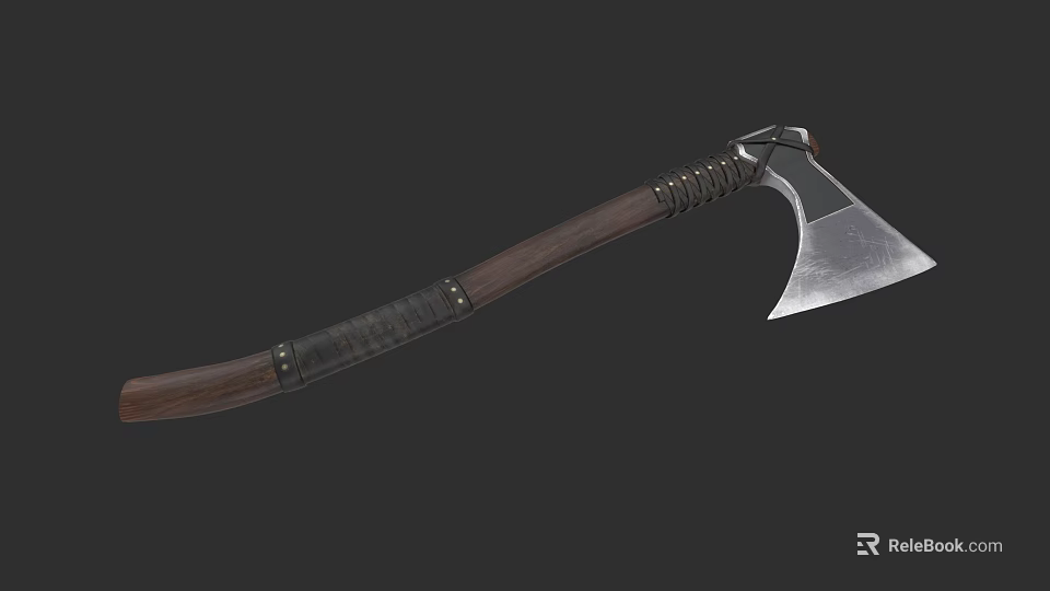 Handcrafted Axe Weapon with Wooden Handle and Sharp Metal Blade for Outdoor Use 3d model 