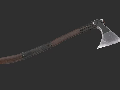 Handcrafted Axe Weapon with Wooden Handle and Sharp Metal Blade for Outdoor Use 3d model
