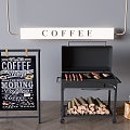 Barbecue Grill Barbecue Grill Barbecue Wood Cafe Small Blackboard Billboard Folding Floor KT Display Card Display Rack 3d model