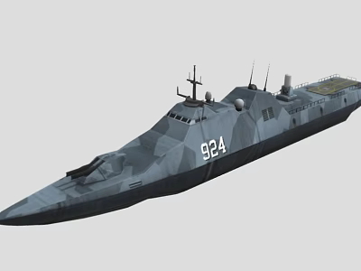 Advanced Camouflage Warship Design Featuring Sharp Bow Superstructure Antennas And Number 92A 3d model