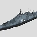 Advanced Camouflage Warship Design Featuring Sharp Bow Superstructure Antennas And Number 92A