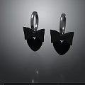 Fashionable Black Bow Earrings With Silver Hooks And Heart Shaped Pendants