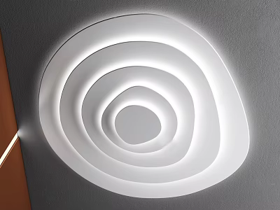 Modern White Ceiling Light With Multi Layer Circular Rings Design And Minimalist Style 3d model