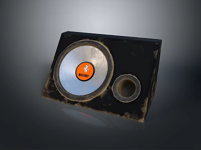 Black Audio Speaker With Orange JBL Logo And Worn Exterior Design 3d model