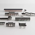 Chinese-style Ancient Promenade Antique Promenade Pavilion Gallery Chinese-style Corridor Shelf Pavilion Wooden Corridor 3d model