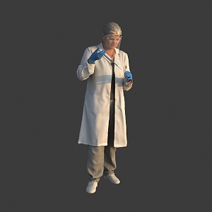 Foreign female doctors, nurses and researchers do experiments 3d model