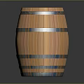 Wooden Barrel With Metal Hoops And Striped Design On Polished Surface