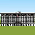 Modern Hospital Building Exterior With Red Cross Sign White Facade And Glass Entrance