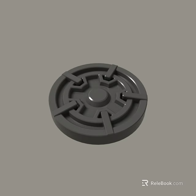 Gray Circular Plastic Component With Central Dot And Radial Patterns For Devices 3d model 