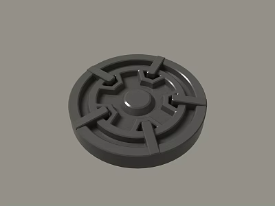 Gray Circular Plastic Component With Central Dot And Radial Patterns For Devices 3d model
