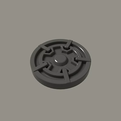 Gray Circular Plastic Component With Central Dot And Radial Patterns For Devices 3d model