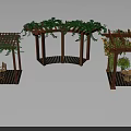Outdoor Wooden Pergola Designs With Climbing Vines And Garden Tables And Chairs