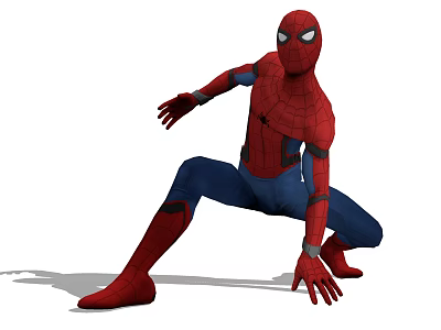 Game And Movie Character SpiderMan in Red And Blue Costume Crouching Pose With Iconic Design 3d model