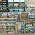 Neatly Arranged Multi Tiered Display Shelves Filled With Various Retail Products