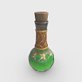 Colorful Magic Potion Bottles With Green Purple Blue Glass And Gold Ornate Details