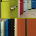 Vibrant Green Upright Refrigerator Freezer With Double Doors On Neutral Background
