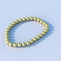 Gold Beaded Bracelet with Round Shiny Beads Displayed on Light Blue Surface 3d model