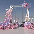 Romantic Floral Swing Photo Check in Spot With Pink Purple Flower Decorations