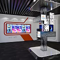 Modern Exhibition Hall With Digital Display Column And Large Screens Hi Tech Interior 3d model