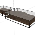 Modern Sofa Coffee Table Set With Glass Top And Wooden Shelves Metal Frame