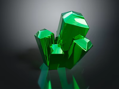 Decorative Ornament Set with Green Crystal Pieces Shiny Polished Geometric Shapes for Modern Home Decoration 3d model