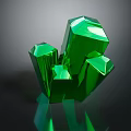 Decorative Ornament Set with Green Crystal Pieces Shiny Polished Geometric Shapes for Modern Home Decoration