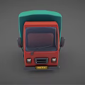 Cartoon Style 3D Model Truck With Red Cab And Green Cargo Box Design