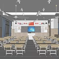 Student classroom teaching all-in-one smart campus classroom 3d model