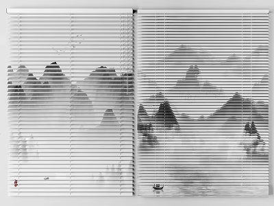 New Chinese-style Venetian blinds Landscape Curtain 3d model