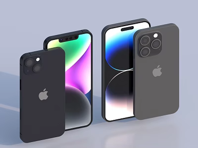 Apple iPhones With Sleek Black Design And Colorful Display From Different Angles 3d model