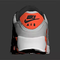 Stylish White Nike Air Max Shoes With Orange Sole And Black Logo Design