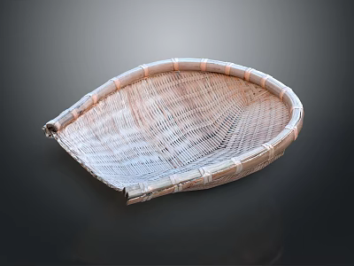 Artisan Made Handwoven Bamboo Dustpan Shaped Decorative Garden Ornament With Natural Texture 3d model