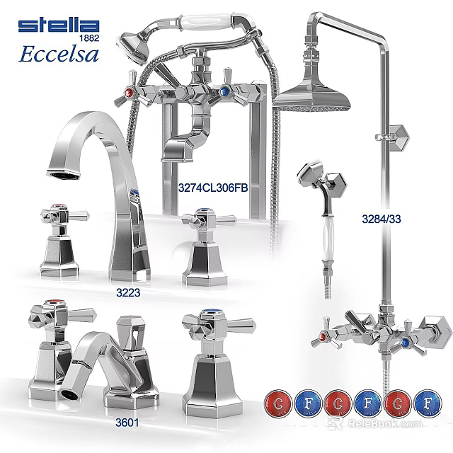 Various Modern Bathroom Kitchen Faucet Models With Showerheads And Parts 3d model 