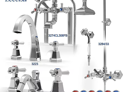 Various Modern Bathroom Kitchen Faucet Models With Showerheads And Parts 3d model
