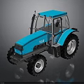 Blue Agricultural Tractor With Enclosed Cab Large Black Wheels And Exterior Design